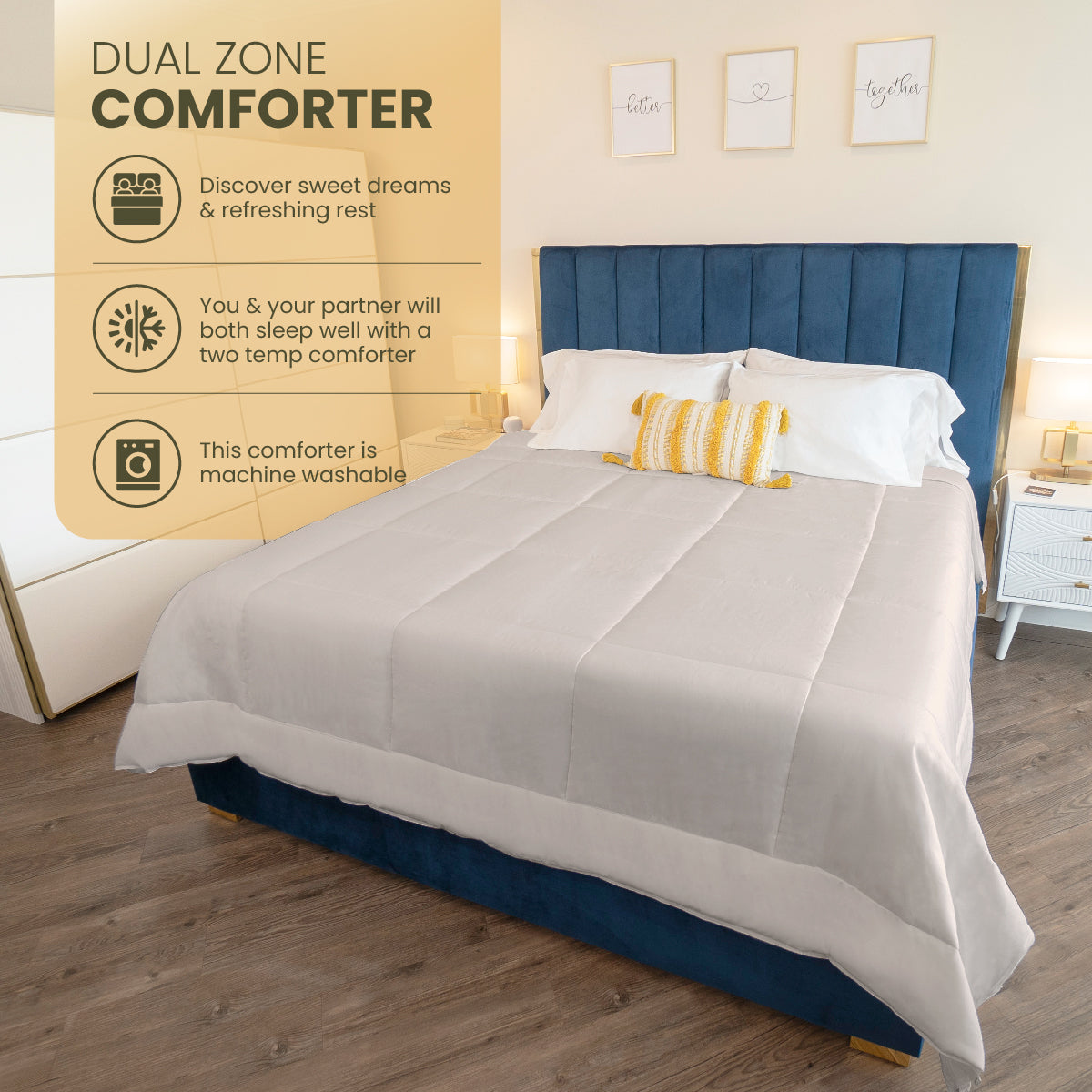 dual zone comforter for couples beige